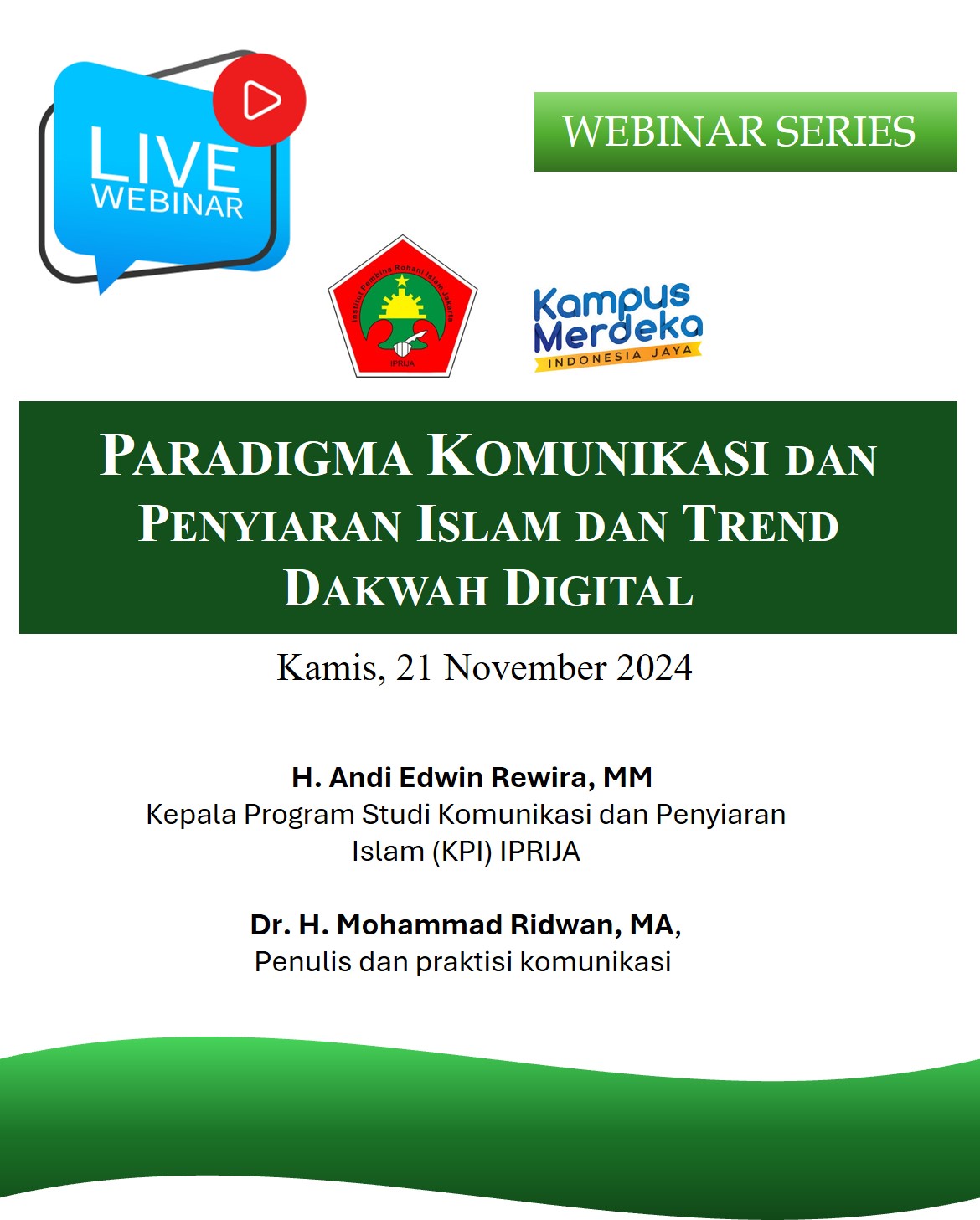 Webinar LP2M IPRIJA: Transformasi Dakwah di Era Digital melalui Pendekatan Komunikasi yang Kontekstual